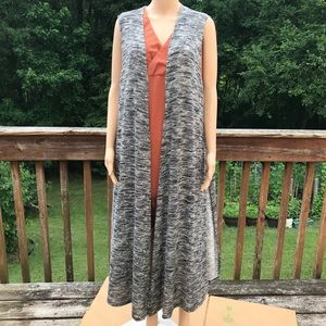 Lularoe Gray Herringbone Long Vest Size L